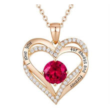 UNIQ Love Heart Pendant Necklaces Birthstone Zirconia Birthday Jewelry Gift for Women Girls